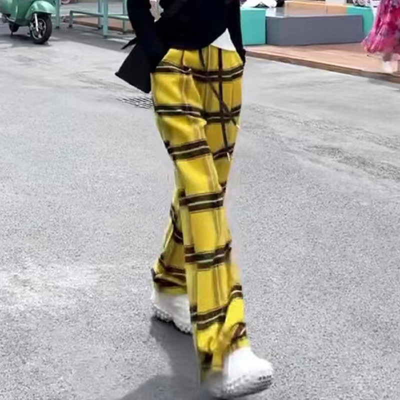 2023. gada rudens un ziemas mode, vienkārša druka ar augstu vidukli, brīvs ikdienas dizains, daudzpusīgi taisni sieviešu grīdas torņi