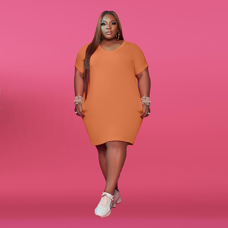 Liela izmēra sieviešu zīmuļu kleitas 4XL 5XL Candy Color Sieviešu vasaras rudens brīvas kleitas līdz ceļgaliem Modes apģērbs ar O veida kakla izgriezumu