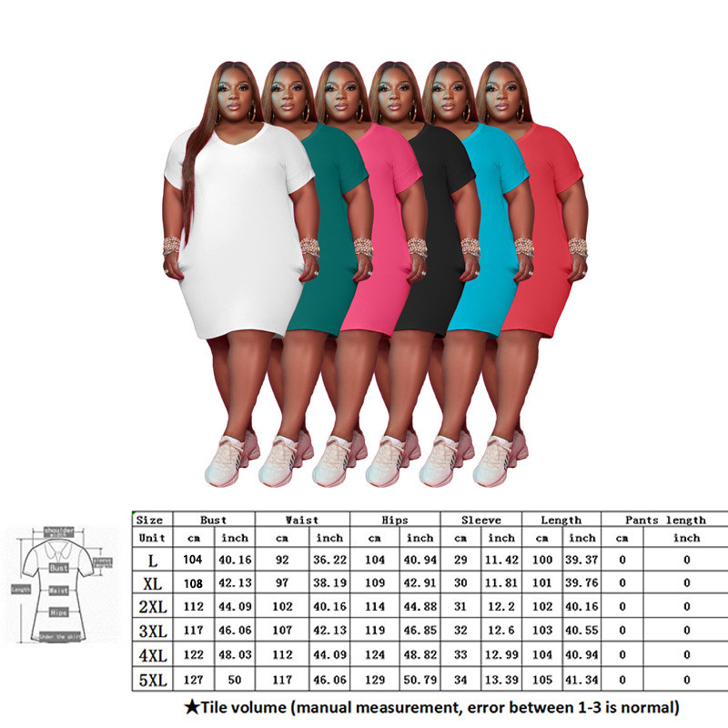 Liela izmēra sieviešu zīmuļu kleitas 4XL 5XL Candy Color Sieviešu vasaras rudens brīvas kleitas līdz ceļgaliem Modes apģērbs ar O veida kakla izgriezumu