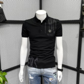 Polo Férfi póló Slim Fit Ruhák Utcai ruházat Felső Hímzés Nyomtatás Gallérral Férfi Pólók Grafikus Fehér Ingyenes szállítás Hot S