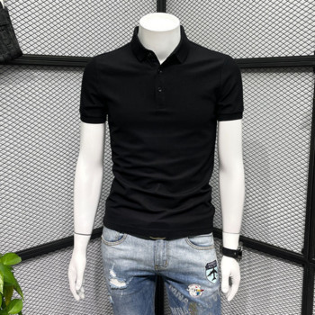 Поло Мъжка тениска Slim Fit Clothes Streetwear Топ Бродерия с принт с яка Мъжки тениски Графично бяло Безплатна доставка Hot S