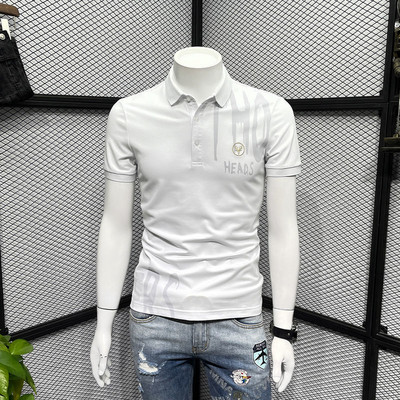 Polo Férfi póló Slim Fit Ruhák Utcai ruházat Felső Hímzés Nyomtatás Gallérral Férfi Pólók Grafikus Fehér Ingyenes szállítás Hot S