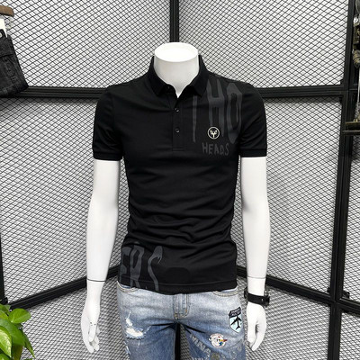Polo Férfi póló Slim Fit Ruhák Utcai ruházat Felső Hímzés Nyomtatás Gallérral Férfi Pólók Grafikus Fehér Ingyenes szállítás Hot S