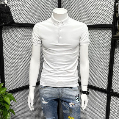 Polo Férfi póló Slim Fit Ruhák Utcai ruházat Felső Hímzés Nyomtatás Gallérral Férfi Pólók Grafikus Fehér Ingyenes szállítás Hot S