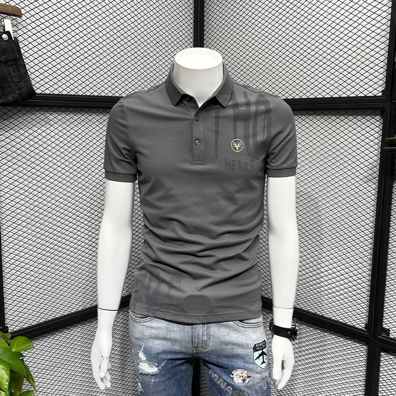 Polo Férfi póló Slim Fit Ruhák Utcai ruházat Felső Hímzés Nyomtatás Gallérral Férfi Pólók Grafikus Fehér Ingyenes szállítás Hot S