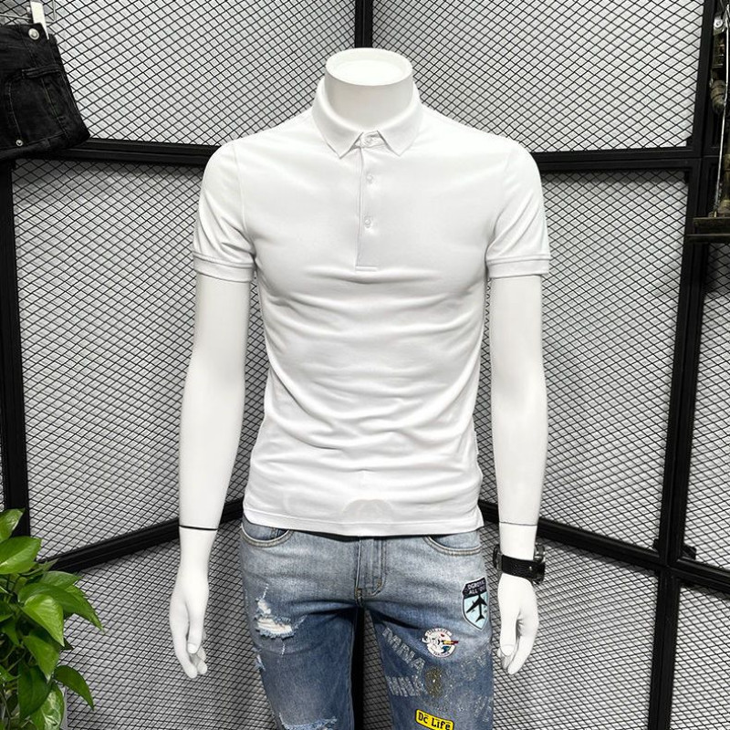 Polo Férfi póló Slim Fit Ruhák Utcai ruházat Felső Hímzés Nyomtatás Gallérral Férfi Pólók Grafikus Fehér Ingyenes szállítás Hot S