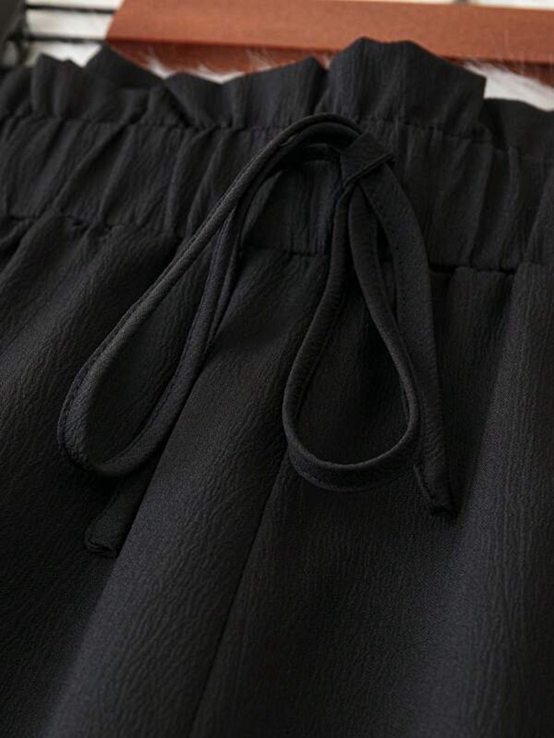 Nagy méretű női, egyszínű, húzózsinóros derék, bő szárú, sokoldalú ingázási nadrág, széles szárú nadrág