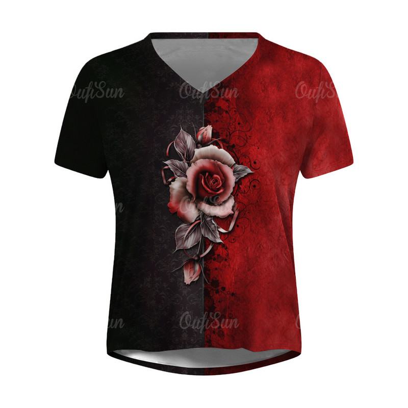 Modna labava odjeća velikih veličina Ljetne ženske majice kratkih rukava s V izrezom Ulična odjeća Ženski pulover s apstraktnim cvjetnim printom