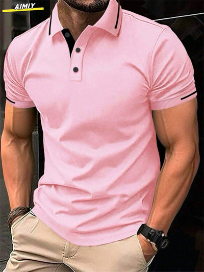 Ljeto 2024., nova muška ležerna majica kratkih rukava od čistog pamuka, košulja s V-izrezom, muška prozračna polo majica S-3XL