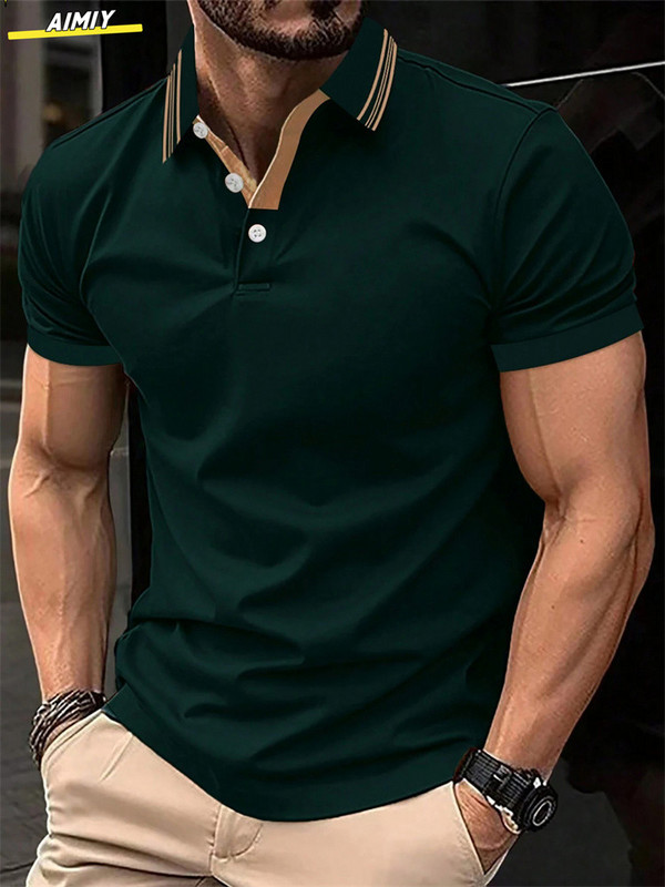 Ljeto 2024., nova muška ležerna majica kratkih rukava od čistog pamuka, košulja s V-izrezom, muška prozračna polo majica S-3XL