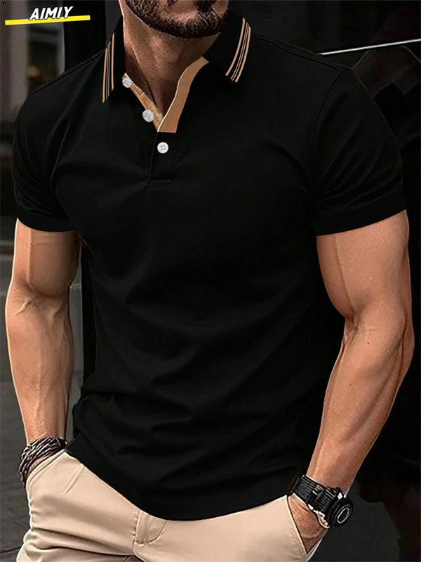 Ljeto 2024., nova muška ležerna majica kratkih rukava od čistog pamuka, košulja s V-izrezom, muška prozračna polo majica S-3XL
