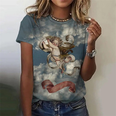 Tricou de damă la modă cu tricouri de vară cu mânecă scurtă cu imprimeu 3D cu grafic păun drăguț Îmbrăcăminte largi pentru femei