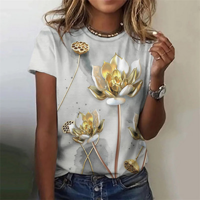 Tricou de damă la modă cu tricouri de vară cu mânecă scurtă cu imprimeu 3D cu grafic păun drăguț Îmbrăcăminte largi pentru femei