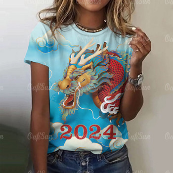 Γυναικείο μπλουζάκι Dragon Μόδα μπλουζάκι 3d print T-shirt με ζωικό μοτίβο κοντομάνικο oversized streetwear Tees καλοκαιρινά casual γυναικεία μπλουζάκια