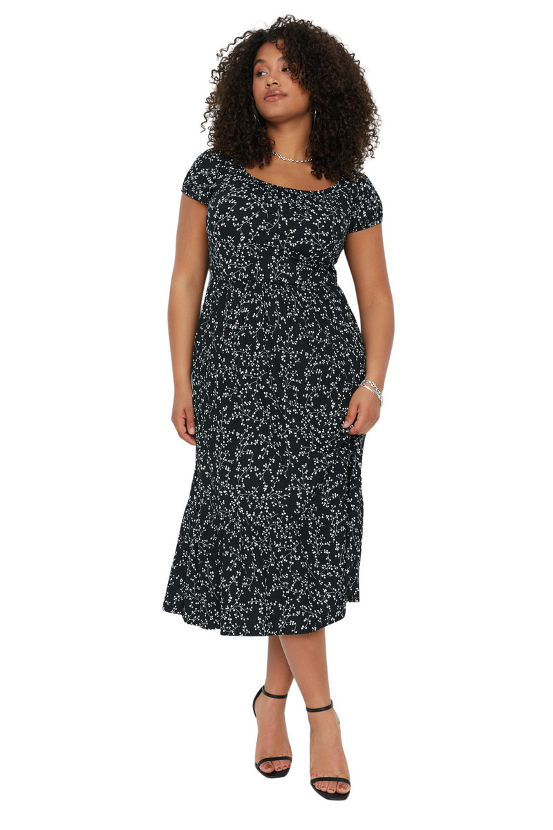 Trendyol sieviešu/meiteņu puķu puķainas īsas, relaksējošas liela izmēra kleitas