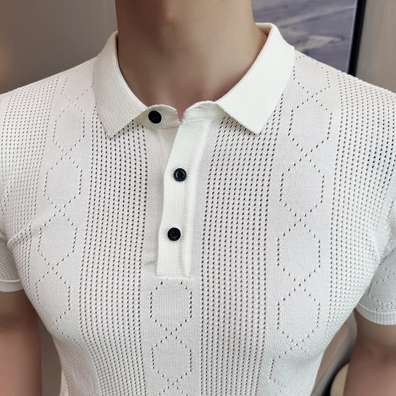 Jauns britu stila vīriešu adīts polo krekls vīriešu ikdienas kokvilnas polo krekls vīriešu īsām piedurknēm Liels daudzums vienkrāsains polo vīriešu S-4XL