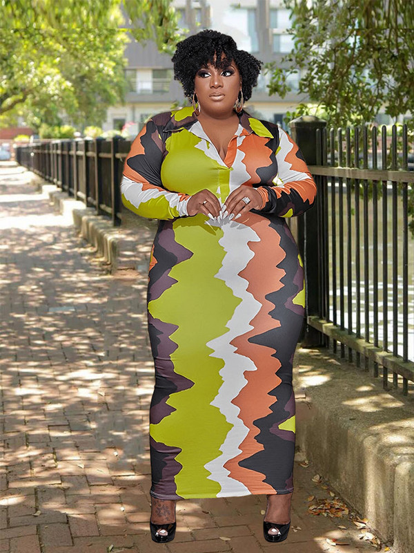 Liela izmēra sieviešu apģērbi pieguļoša kleita ar garām piedurknēm Eleganta kreklkleita sievietēm adīta bodycon kleita vairumtirdzniecība lielapjoma piegāde