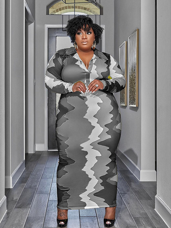 Liela izmēra sieviešu apģērbi pieguļoša kleita ar garām piedurknēm Eleganta kreklkleita sievietēm adīta bodycon kleita vairumtirdzniecība lielapjoma piegāde