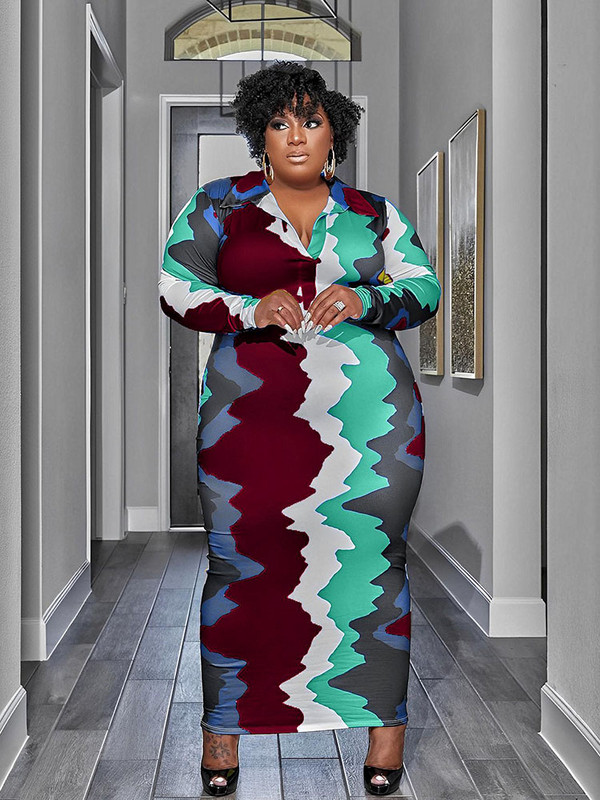 Liela izmēra sieviešu apģērbi pieguļoša kleita ar garām piedurknēm Eleganta kreklkleita sievietēm adīta bodycon kleita vairumtirdzniecība lielapjoma piegāde