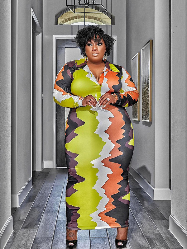 Liela izmēra sieviešu apģērbi pieguļoša kleita ar garām piedurknēm Eleganta kreklkleita sievietēm adīta bodycon kleita vairumtirdzniecība lielapjoma piegāde