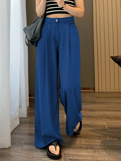 Liela izmēra ikdienas bikses ZANZEA Bohēmijas sieviešu platas bikses Modes ar augstu vidukli Vasaras bikses Vintage punktveida garas bikses