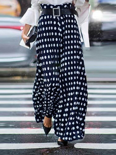 Liela izmēra ikdienas bikses ZANZEA Bohēmijas sieviešu platas bikses Modes ar augstu vidukli Vasaras bikses Vintage punktveida garas bikses