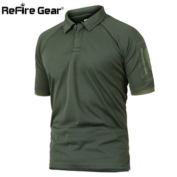 ReFire Gear Men Military Polo Shirt Breathable Army Combat Tactical Polo Male Navy Blue Quick Dry Short Sleeve Polo Shirts S-5XL