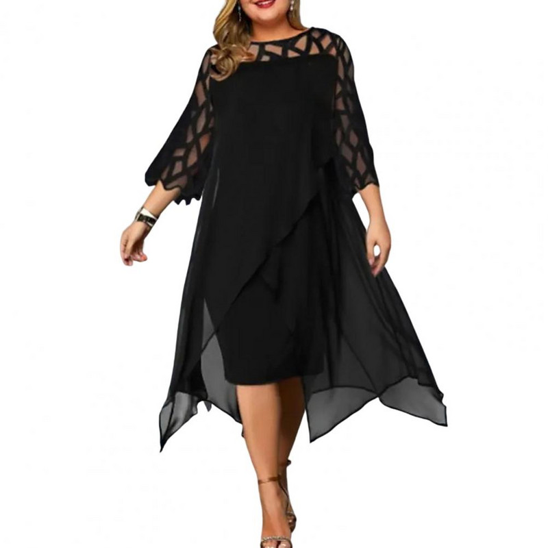 Φθινοπωρινό φόρεμα Σέξι μεγάλου μεγέθους Φόρεμα πάρτι Διχτυωτό Φόρεμα Prom Plus Γυναικείο φόρεμα Γυναικεία ρούχα