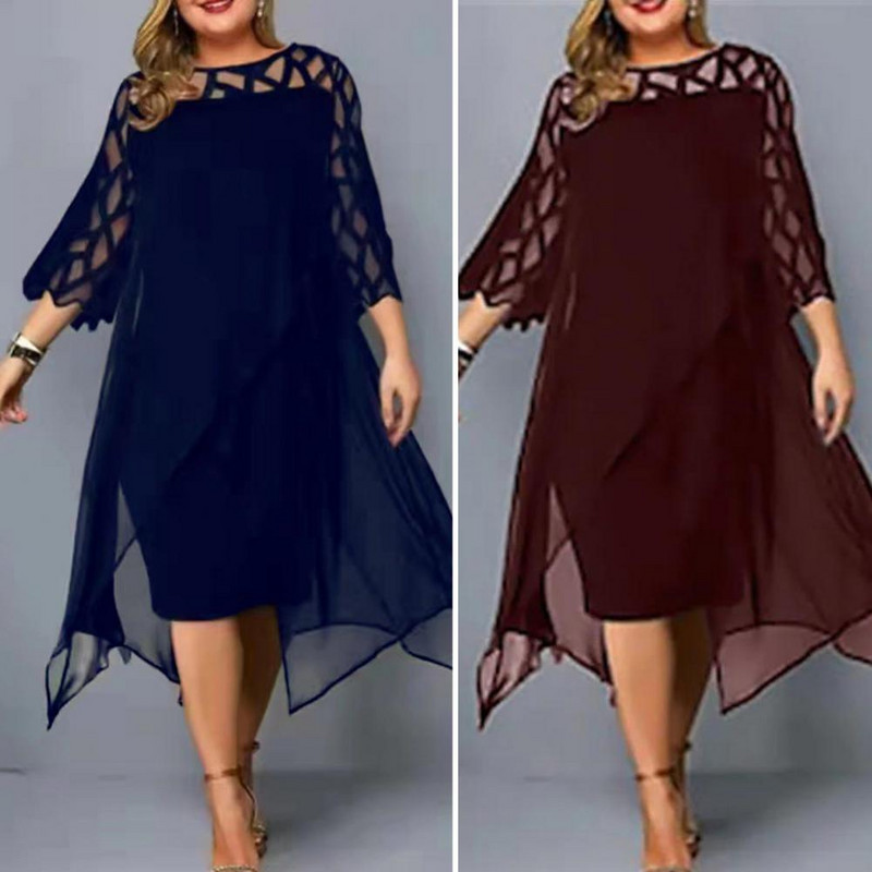 Φθινοπωρινό φόρεμα Σέξι μεγάλου μεγέθους Φόρεμα πάρτι Διχτυωτό Φόρεμα Prom Plus Γυναικείο φόρεμα Γυναικεία ρούχα