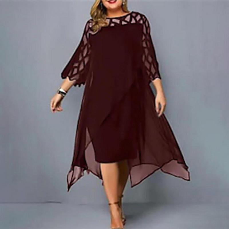 Φθινοπωρινό φόρεμα Σέξι μεγάλου μεγέθους Φόρεμα πάρτι Διχτυωτό Φόρεμα Prom Plus Γυναικείο φόρεμα Γυναικεία ρούχα