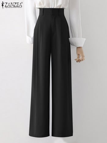 ZANZEA Oversized Γυναικεία Κοστούμια Παντελόνια 2024 Casual Solid Pantalons Palazzo Fashion Office Lady Loose Παντελόνι Παντελόνι Φαρδύ παντελόνι