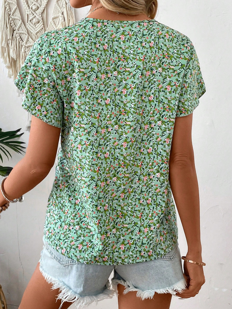 Jauns sieviešu krekls ar V veida kakla izgriezumu, sikspārņu augšdaļa ar īsām piedurknēm, sieviešu apģērbi