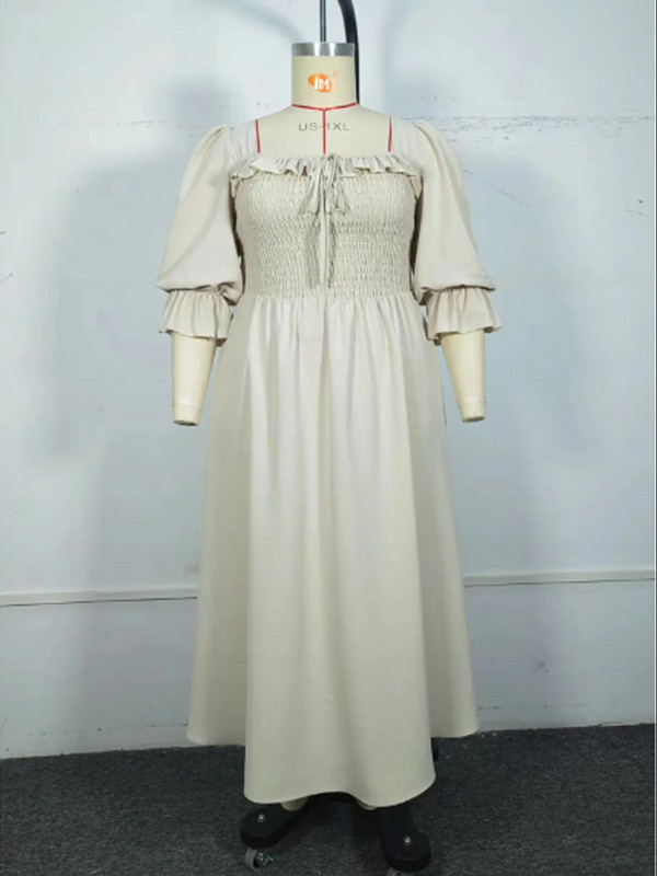 GIBSIE lielizmēra volānveida apdares kvadrātveida kakla kleita ar pūšām piedurknēm sievietēm vasaras ikdienišķa shirred A-Line garās kleitas brīvdienām 2024. gada Jaunums