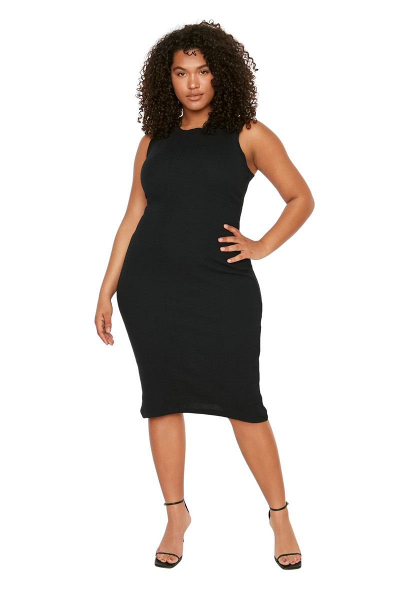 Trendyol sieviešu/meiteņu Unifarben Midi elegantas lielizmēra kleitas bez piedurknēm