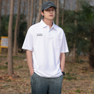 Amerikāņu polo krekls ar puspiedurknēm Vīriešu brīvs ikdienas High Street Personalizēti T-krekli ar īsām piedurknēm Vīriešu Topi Vīriešu apģērbi