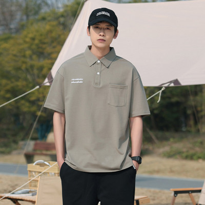 Amerikāņu polo krekls ar puspiedurknēm Vīriešu brīvs ikdienas High Street Personalizēti T-krekli ar īsām piedurknēm Vīriešu Topi Vīriešu apģērbi