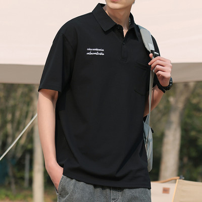 Amerikāņu polo krekls ar puspiedurknēm Vīriešu brīvs ikdienas High Street Personalizēti T-krekli ar īsām piedurknēm Vīriešu Topi Vīriešu apģērbi