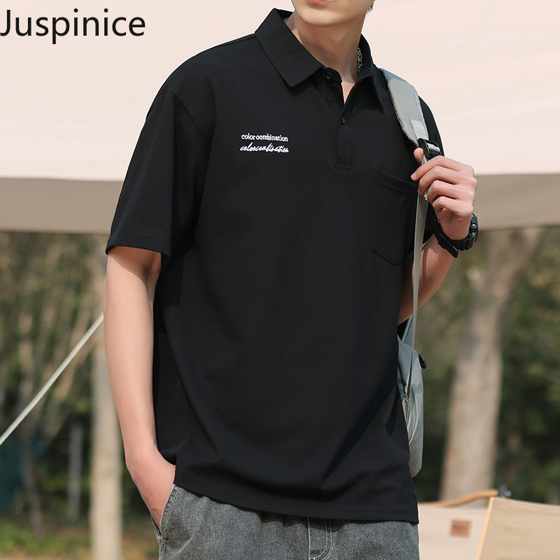Amerikāņu polo krekls ar puspiedurknēm Vīriešu brīvs ikdienas High Street Personalizēti T-krekli ar īsām piedurknēm Vīriešu Topi Vīriešu apģērbi