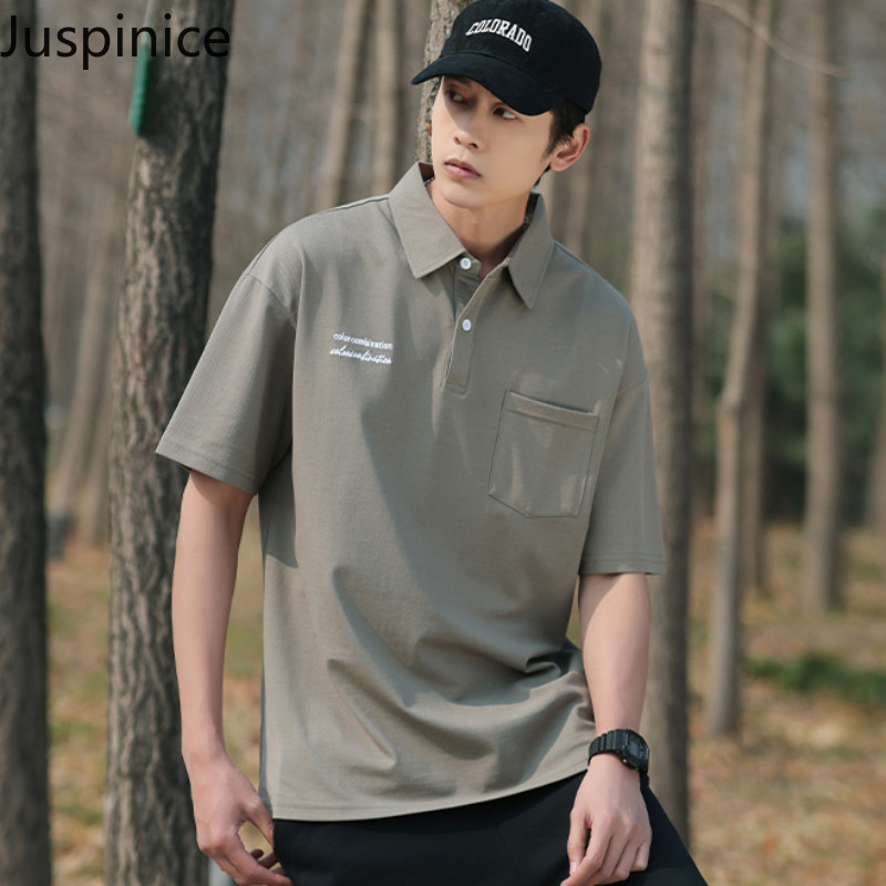 Amerikāņu polo krekls ar puspiedurknēm Vīriešu brīvs ikdienas High Street Personalizēti T-krekli ar īsām piedurknēm Vīriešu Topi Vīriešu apģērbi