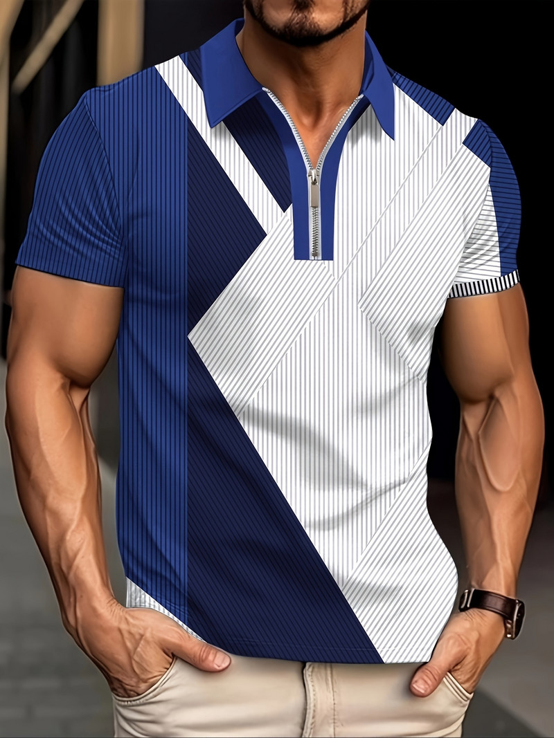 Nova muška majica Klasična polo majica kratkih rukava Ljetne majice Ležerna majica s patentnim zatvaračem Prevelika S-5Xl Ležerna polo majica