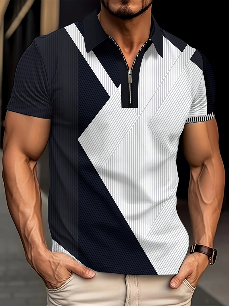 Nova muška majica Klasična polo majica kratkih rukava Ljetne majice Ležerna majica s patentnim zatvaračem Prevelika S-5Xl Ležerna polo majica