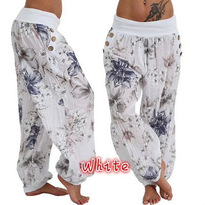 Brīvi apdrukātas platas bikses sieviešu ikdienas biksēm