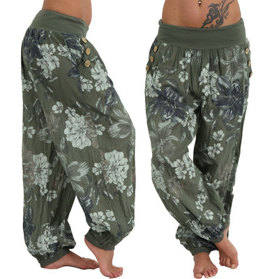 Brīvi apdrukātas platas bikses sieviešu ikdienas biksēm