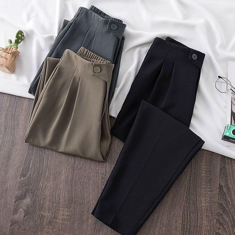 Pantaloni Halun de primăvară și toamnă, de culoare uni, elastici, largi, cu talie înaltă, cu buzunare, pantaloni casual, la modă