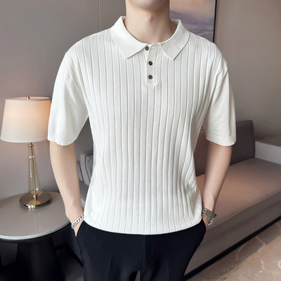 2023 márkájú ruházat férfi kötött hajtóka rövid ujjú férfi póló karcsú póló / férfi nyár s 3XL-el