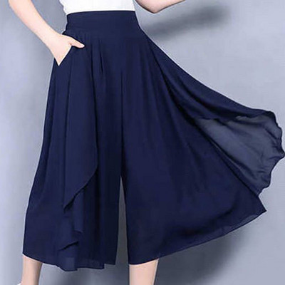 Elegantne, jednobojne labave, elastične, nabore visokog struka, kapris ženske hlače za 2023., nove uredske dame, neuobičajene ležerne hlače