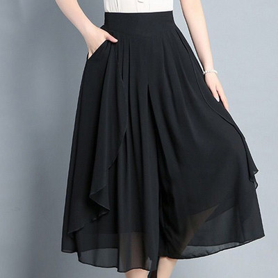 Elegantne, jednobojne labave, elastične, nabore visokog struka, kapris ženske hlače za 2023., nove uredske dame, neuobičajene ležerne hlače