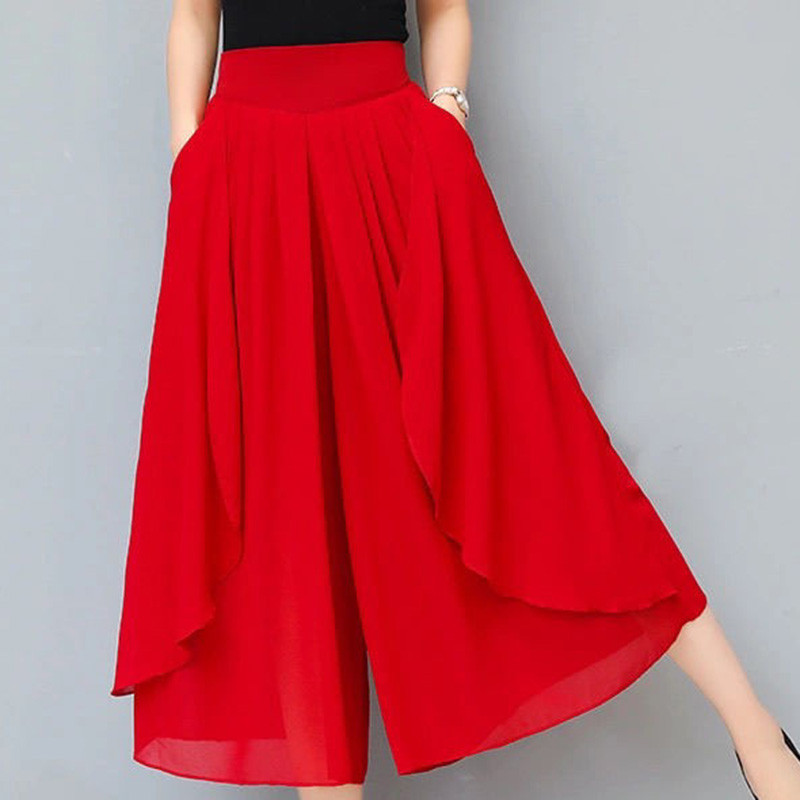 Elegantne, jednobojne labave, elastične, nabore visokog struka, kapris ženske hlače za 2023., nove uredske dame, neuobičajene ležerne hlače