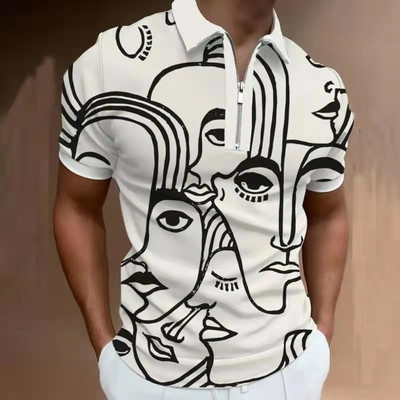 Vasaras jauni vīriešu polo krekls ar īsām piedurknēm Lielizmēra brīvs rāvējslēdzējs Krāsai atbilstošs apģērbs Luksusa vīriešu Tkrekli Top US Yards