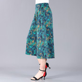 Bő, alkalmi mintás nadrágok, széles szárú, magas derekú, levágott nadrágok, női, minden megfelelő esztétikus divatos nadrágok, női